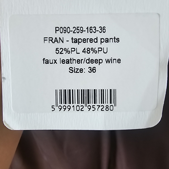 Aeron Barrel Leg High Rise Faux Leather Reddish Brown Pant - Picture 8 of 8